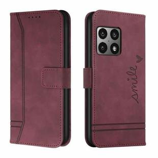 For OnePlus 10 Pro 5G Retro Skin Feel TPU + PU Leather Phone Case(Wine Red)