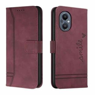 For OnePlus Nord 20 5G Retro Skin Feel TPU + PU Leather Phone Case(Wine Red)