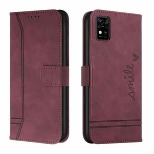 For ZTE Blade A31 Retro Skin Feel TPU + PU Leather Phone Case(Wine Red)