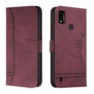 For ZTE Blade A51 Retro Skin Feel TPU + PU Leather Phone Case(Wine Red)