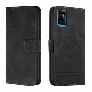 For ZTE Blade A71 Retro Skin Feel TPU + PU Leather Phone Case(Black)