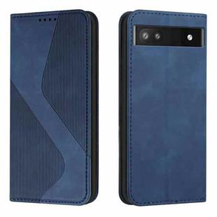 For Google Pixel 6a Skin Feel Magnetic S-type Leather Phone Case(Blue)