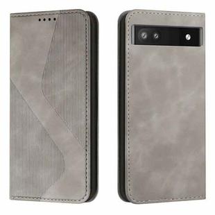 For Google Pixel 6a Skin Feel Magnetic S-type Leather Phone Case(Grey)