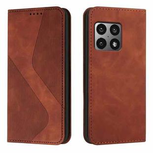For OnePlus 10 Pro Skin Feel Magnetic S-type Leather Phone Case(Brown)