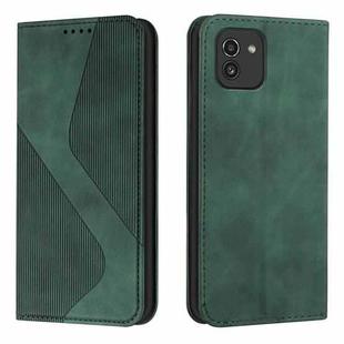 For Samsung Galaxy A03 166mm Skin Feel Magnetic S-type Leather Phone Case(Green)
