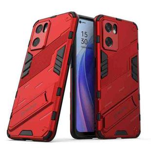 For OPPO Reno7 SE 5G Punk Armor 2 in 1 PC + TPU Shockproof Phone Case with Invisible Holder(Red)