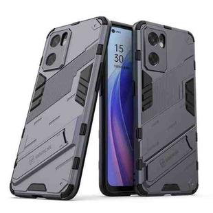 For OPPO Reno7 SE 5G Punk Armor 2 in 1 PC + TPU Shockproof Phone Case with Invisible Holder(Gray)