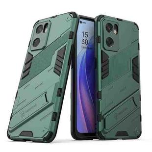 For OPPO Reno7 SE 5G Punk Armor 2 in 1 PC + TPU Shockproof Phone Case with Invisible Holder(Green)