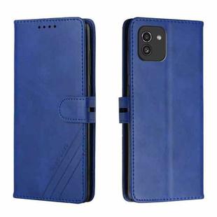 For Samsung Galaxy A03 166mm Version Cow Texture Leather Phone Case(Blue)