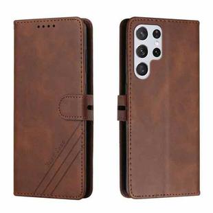 For Samsung Galaxy S22 Ultra 5G Cow Texture Leather Phone Case(Brown)