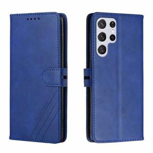 For Samsung Galaxy S22 Ultra 5G Cow Texture Leather Phone Case(Blue)