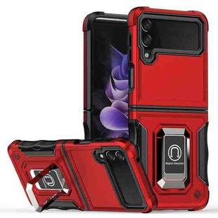 For Samsung Galaxy Z Flip3 5G Ring Holder Non-slip Armor Phone Case(Red)