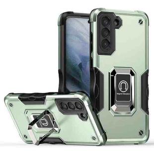 For Samsung Galaxy S21 FE 5G Ring Holder Non-slip Armor Phone Case(Green)