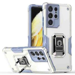 For Samsung Galaxy S21 Ultra 5G Ring Holder Non-slip Armor Phone Case(White)