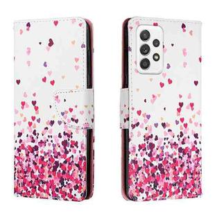 For Samsung Galaxy A33 5G Colored Drawing Leather Phone Case(Pink Heart)