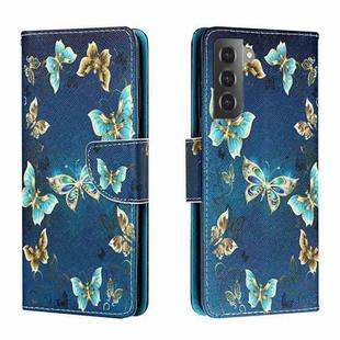 For Samsung Galaxy S22 5G Colored Drawing Leather Phone Case(Jewelry Butterfly)