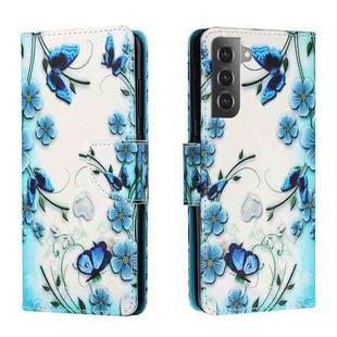 For Samsung Galaxy S22 5G Colored Drawing Leather Phone Case(Fantasy Butterfly)