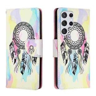 For Samsung Galaxy S22 Ultra 5G Colored Drawing Leather Phone Case(Dreamcatcher)