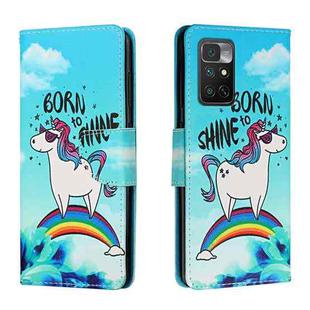For Xiaomi Redmi Note 11 4G Colored Drawing Leather Phone Case(Rainbow Horse)