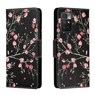 For Xiaomi Redmi Note 11 4G Colored Drawing Leather Phone Case(Black Background Safflower)