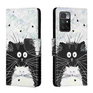 For Xiaomi Redmi Note 11 4G Colored Drawing Leather Phone Case(Black White Cat)