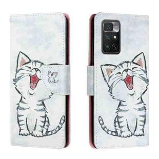 For Xiaomi Redmi Note 11 4G Colored Drawing Leather Phone Case(Red Mouth Cat)