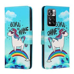 For Xiaomi Redmi Note 11 Pro Colored Drawing Leather Phone Case(Rainbow Horse)