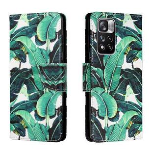 For Xiaomi Redmi Note 11 Pro Colored Drawing Leather Phone Case(Banana Leaf)