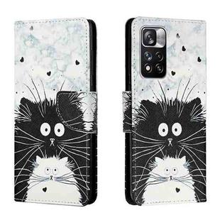 For Xiaomi Redmi Note 11 Pro Colored Drawing Leather Phone Case(Black White Cat)