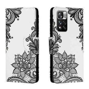 For Xiaomi Redmi Note 11 Pro Colored Drawing Leather Phone Case(Black Flower)