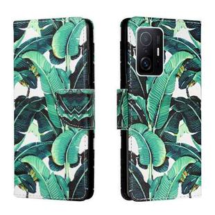 For Xiaomi Mi 11T Colored Drawing Leather Phone Case(Banana Leaf)