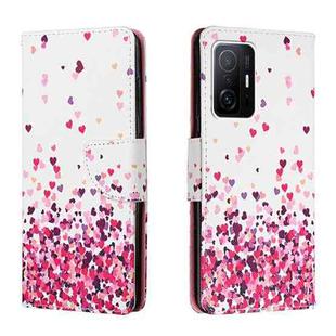 For Xiaomi Mi 11T Colored Drawing Leather Phone Case(Pink Heart)