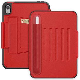 For iPad mini 6 Smart B Magnetic Leather Tablet Case(Red)