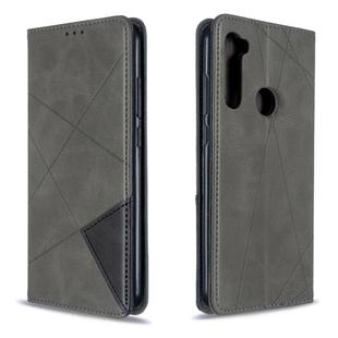 For Xiaomi Redmi Note 8T Rhombus Texture Horizontal Flip Magnetic Leather Case with Holder & Card Slots(Grey)