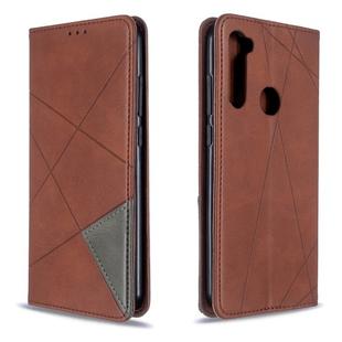 For Xiaomi Redmi Note 8T Rhombus Texture Horizontal Flip Magnetic Leather Case with Holder & Card Slots(Brown)