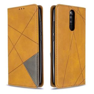 For Xiaomi Redmi 8 Rhombus Texture Horizontal Flip Magnetic Leather Case with Holder & Card Slots(Yellow)