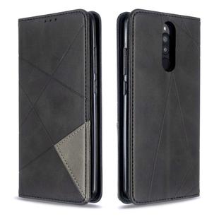 For Xiaomi Redmi 8 Rhombus Texture Horizontal Flip Magnetic Leather Case with Holder & Card Slots(Black)