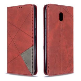 For Xiaomi Redmi 8A Rhombus Texture Horizontal Flip Magnetic Leather Case with Holder & Card Slots(Red)