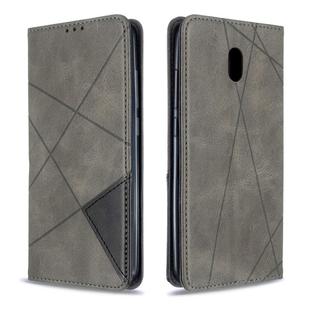 For Xiaomi Redmi 8A Rhombus Texture Horizontal Flip Magnetic Leather Case with Holder & Card Slots(Grey)