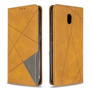 For Xiaomi Redmi 8A Rhombus Texture Horizontal Flip Magnetic Leather Case with Holder & Card Slots(Yellow)