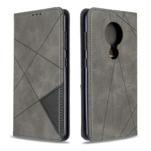 For Nokia 6.2 / 7.2 Rhombus Texture Horizontal Flip Magnetic Leather Case with Holder & Card Slots(Grey)