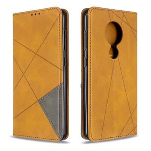 For Nokia 6.2 / 7.2 Rhombus Texture Horizontal Flip Magnetic Leather Case with Holder & Card Slots(Yellow)