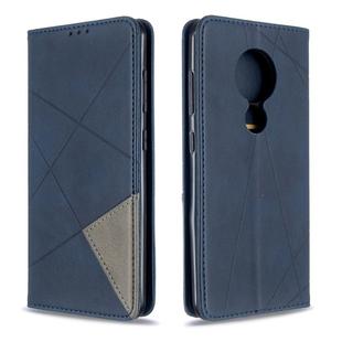 For Nokia 6.2 / 7.2 Rhombus Texture Horizontal Flip Magnetic Leather Case with Holder & Card Slots(Blue)