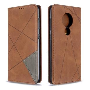 For Nokia 6.2 / 7.2 Rhombus Texture Horizontal Flip Magnetic Leather Case with Holder & Card Slots(Brown)