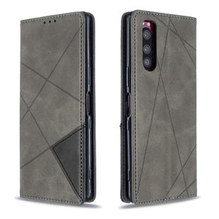 For Sony Xperia 5 / XZ5 Rhombus Texture Horizontal Flip Magnetic Leather Case with Holder & Card Slots(Grey)