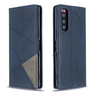 For Sony Xperia 5 / XZ5 Rhombus Texture Horizontal Flip Magnetic Leather Case with Holder & Card Slots(Blue)