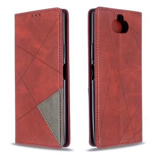 For Sony Xperia 8 Rhombus Texture Horizontal Flip Magnetic Leather Case with Holder & Card Slots(Red)