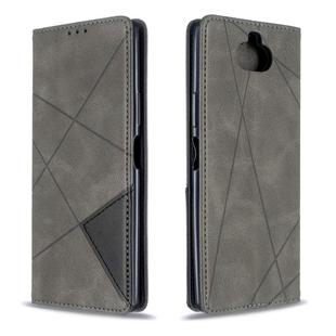 For Sony Xperia 8 Rhombus Texture Horizontal Flip Magnetic Leather Case with Holder & Card Slots(Grey)