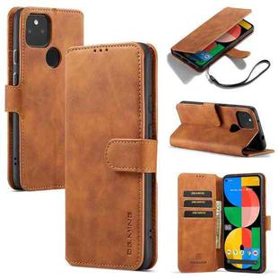 For Google Pixel 5A 5G DG.MING Retro Oil Side Horizontal Flip Leather Case with Holder & Card Slots & Wallet(Brown)