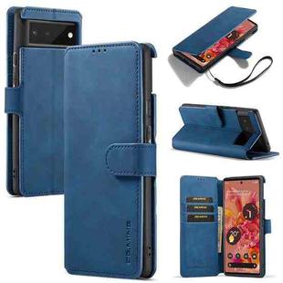 For Google Pixel 6 DG.MING Retro Oil Side Horizontal Flip Leather Case with Holder & Card Slots & Wallet(Blue)